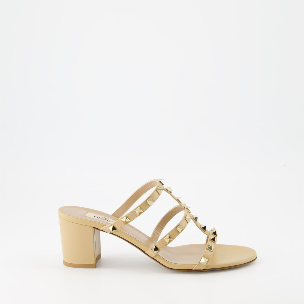 Open shoes Rockstud heeled mules Valentino Garavani Beige Women