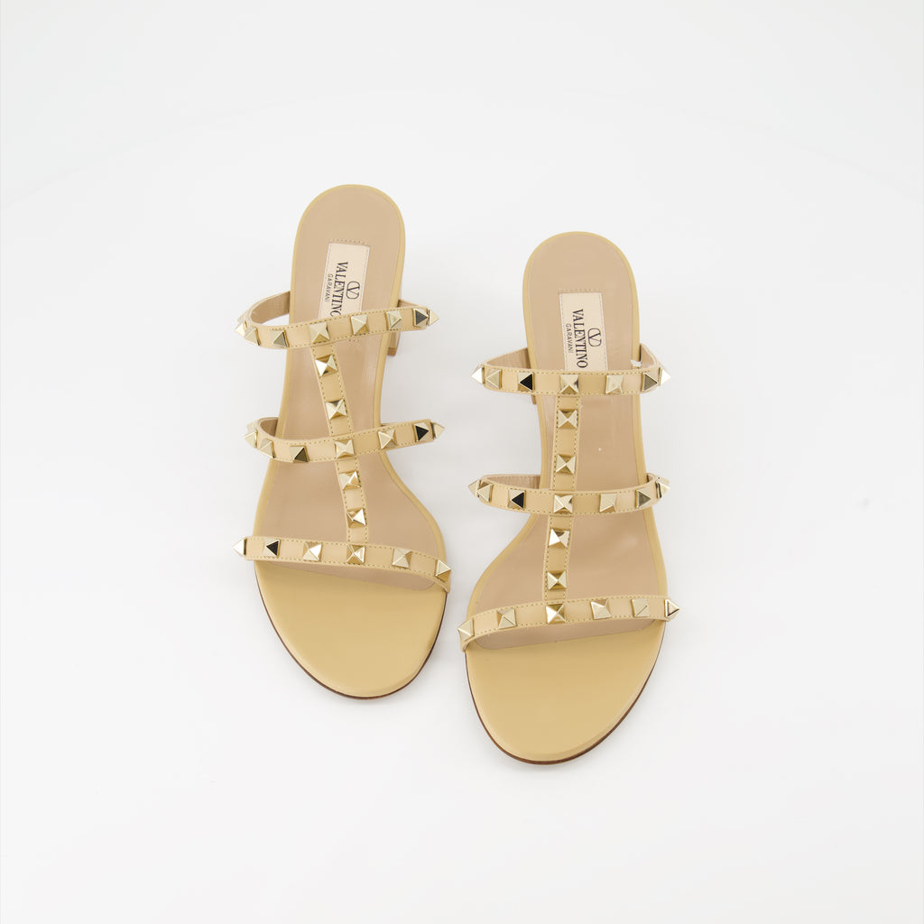 Open shoes Rockstud heeled mules Valentino Garavani Beige Women