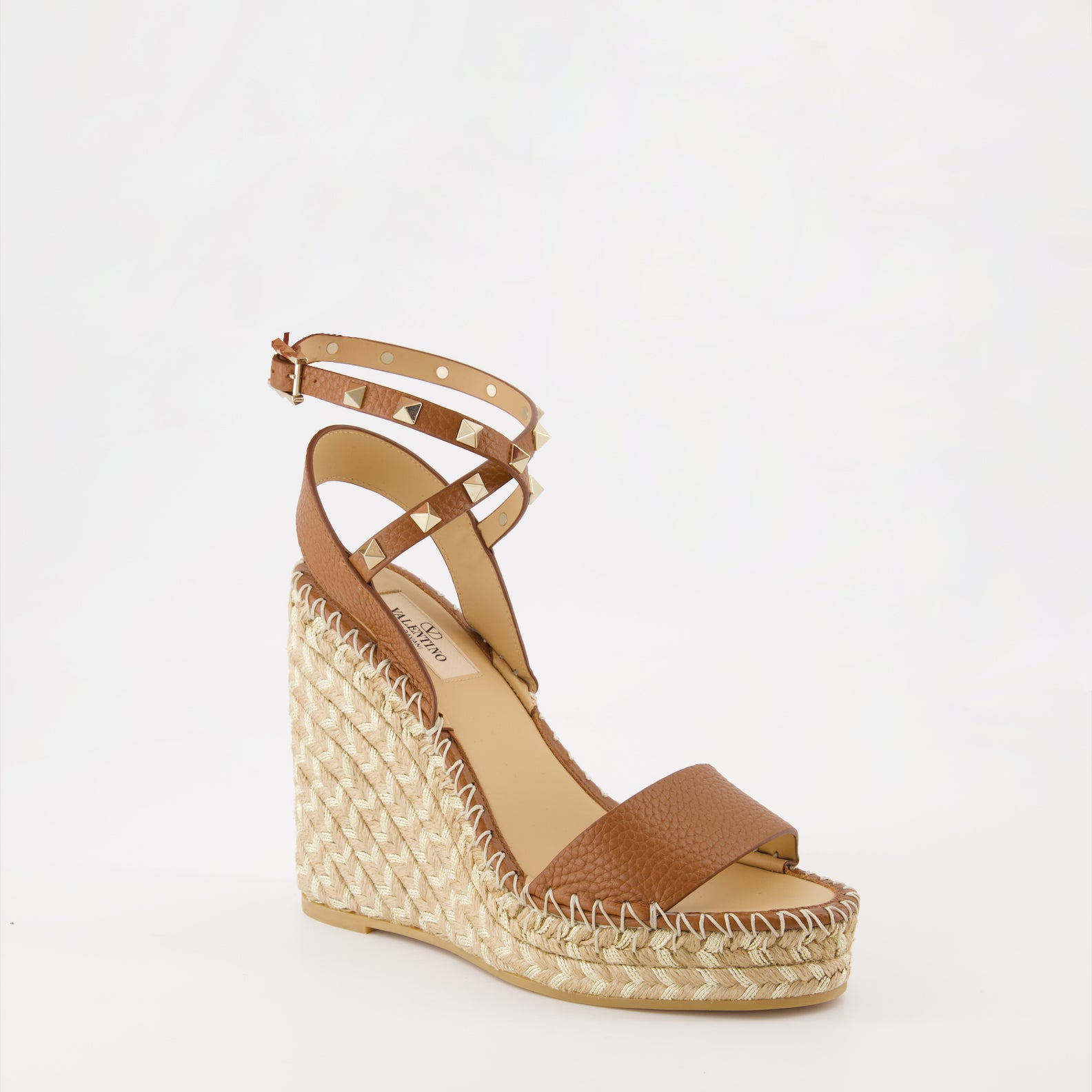 Compensées et plateformes Sandales Rockstud compensées Valentino Garavani Marron Femme
