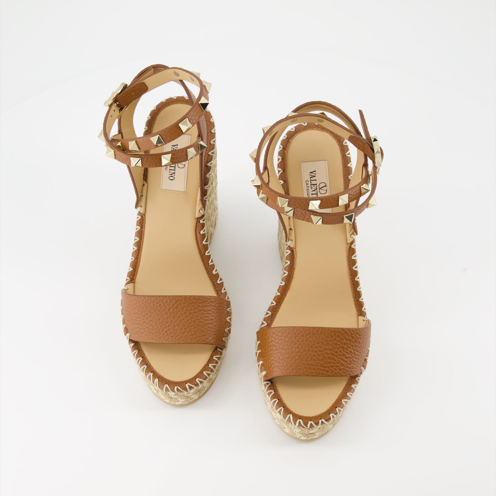 Compensées et plateformes Sandales Rockstud compensées Valentino Garavani Marron Femme