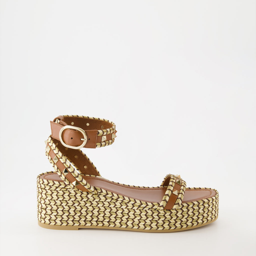 플랫폼 슈즈 Sandales compensées Rockstud Valentino Garavani 갈색 Femme