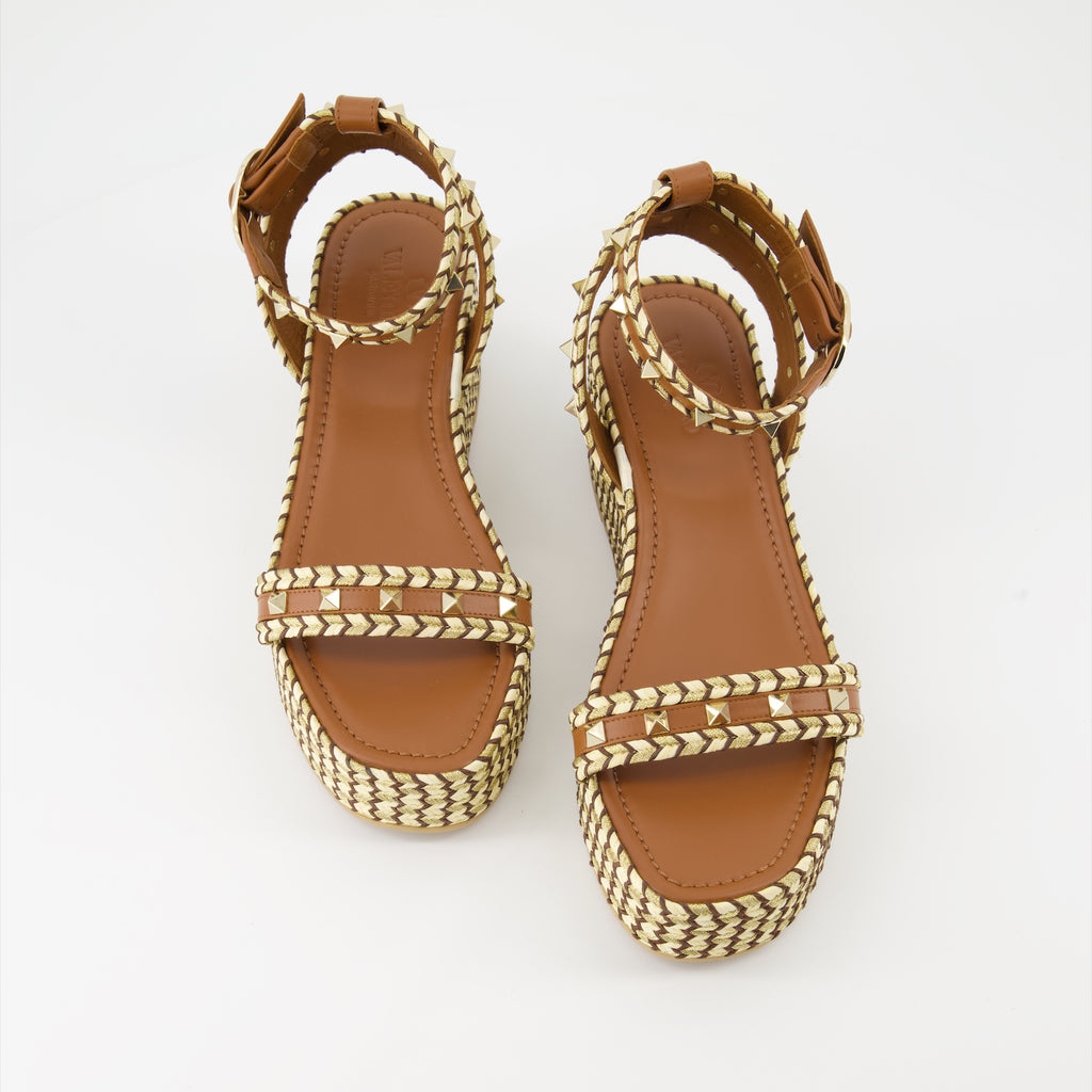 플랫폼 슈즈 Sandales compensées Rockstud Valentino Garavani 갈색 Femme