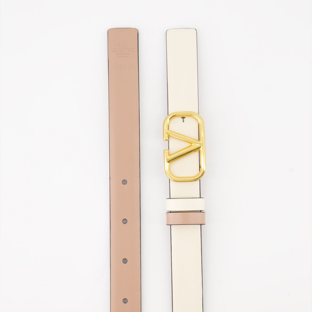 Cintos Ceinture VLogo réversible Valentino Garavani Bege Femme