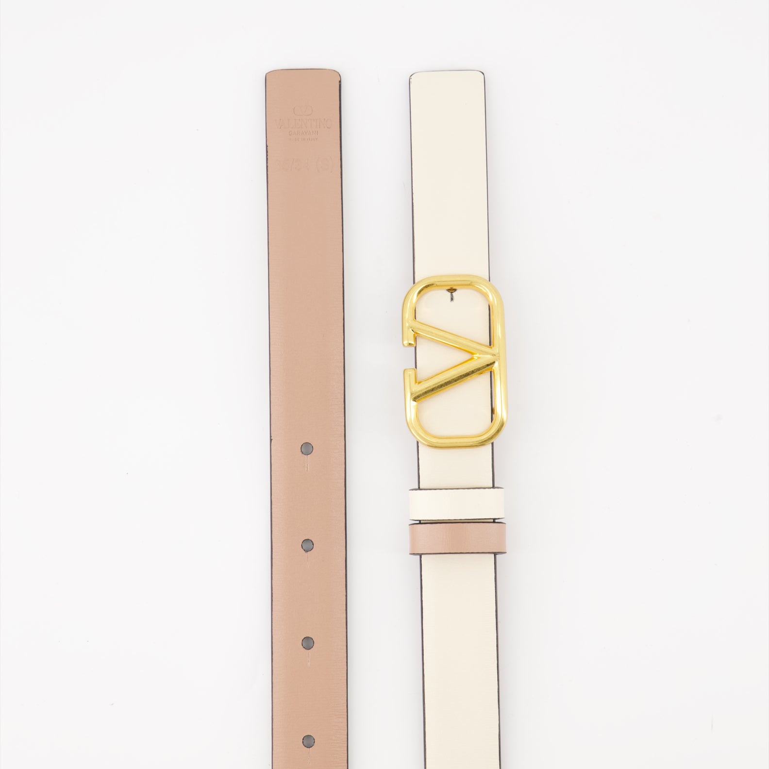 Cintos Ceinture VLogo réversible Valentino Garavani Bege Femme