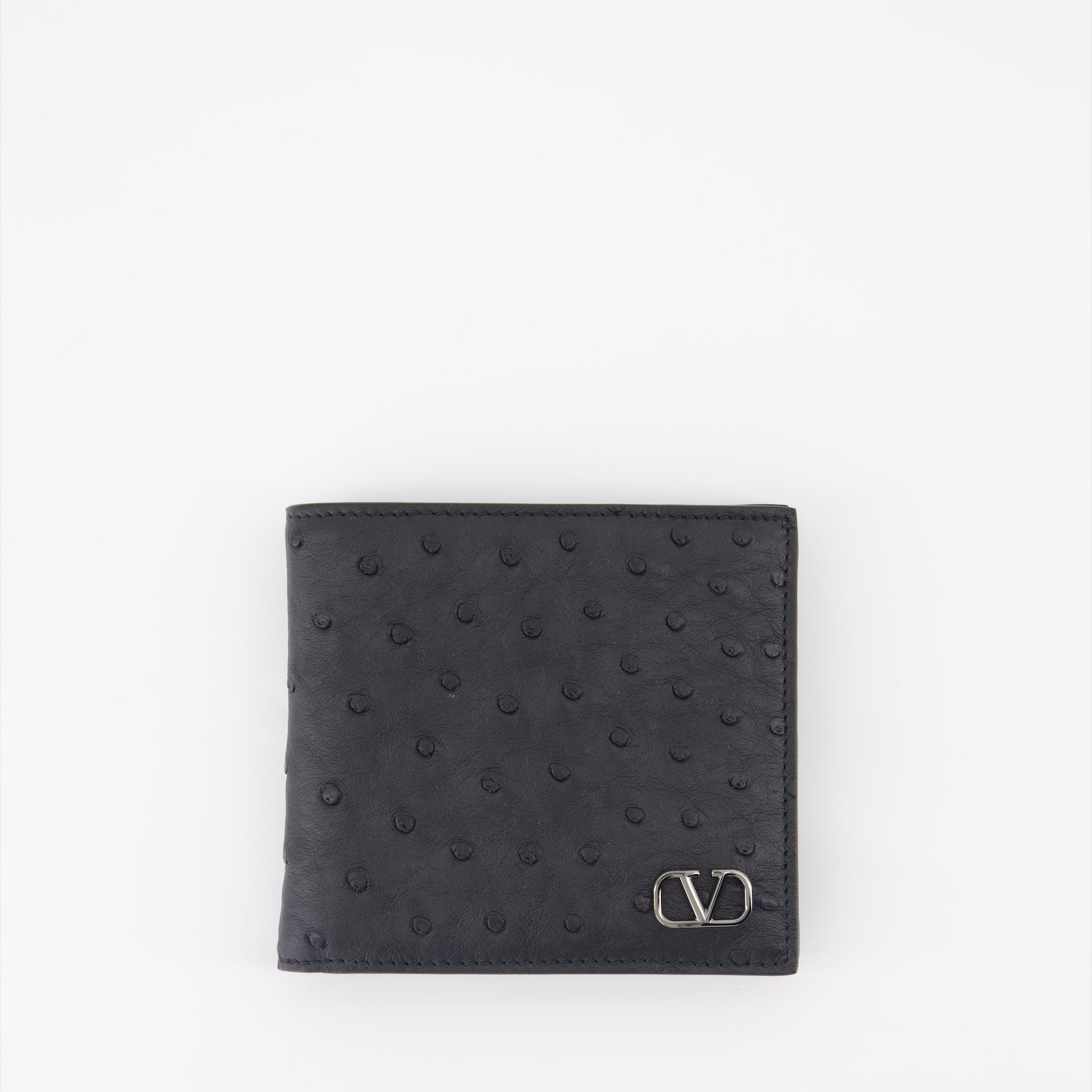 Small leather goods Ostrich leather wallet Valentino Garavani Black Man