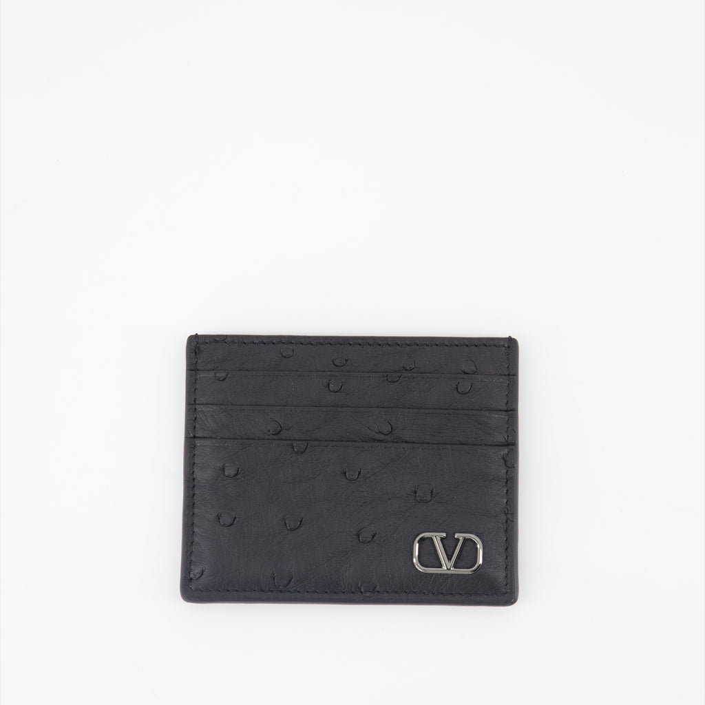 Small leather goods Ostrich leather card holder Valentino Garavani Black Man