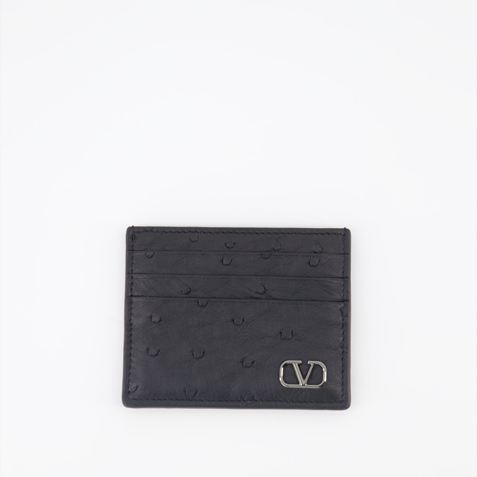 Small leather goods Ostrich leather card holder Valentino Garavani Black Man