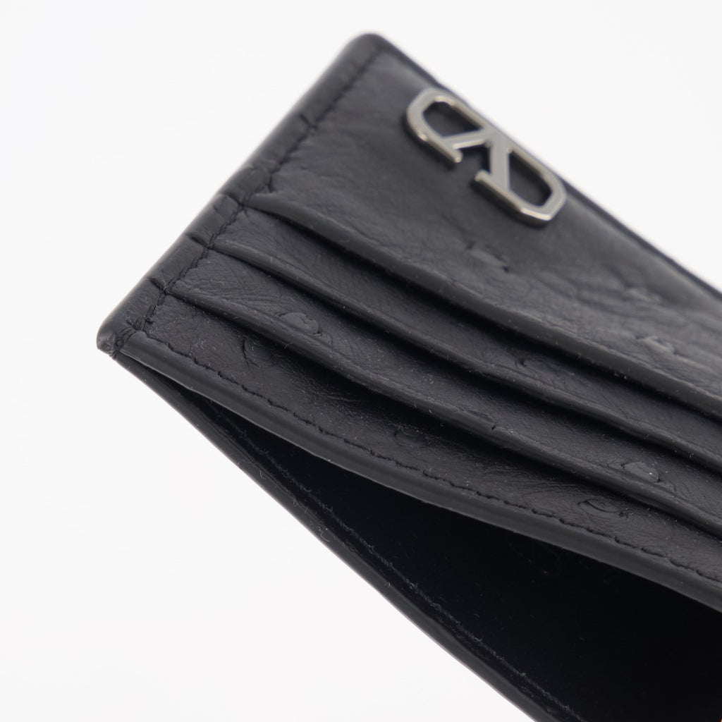 Small leather goods Ostrich leather card holder Valentino Garavani Black Man