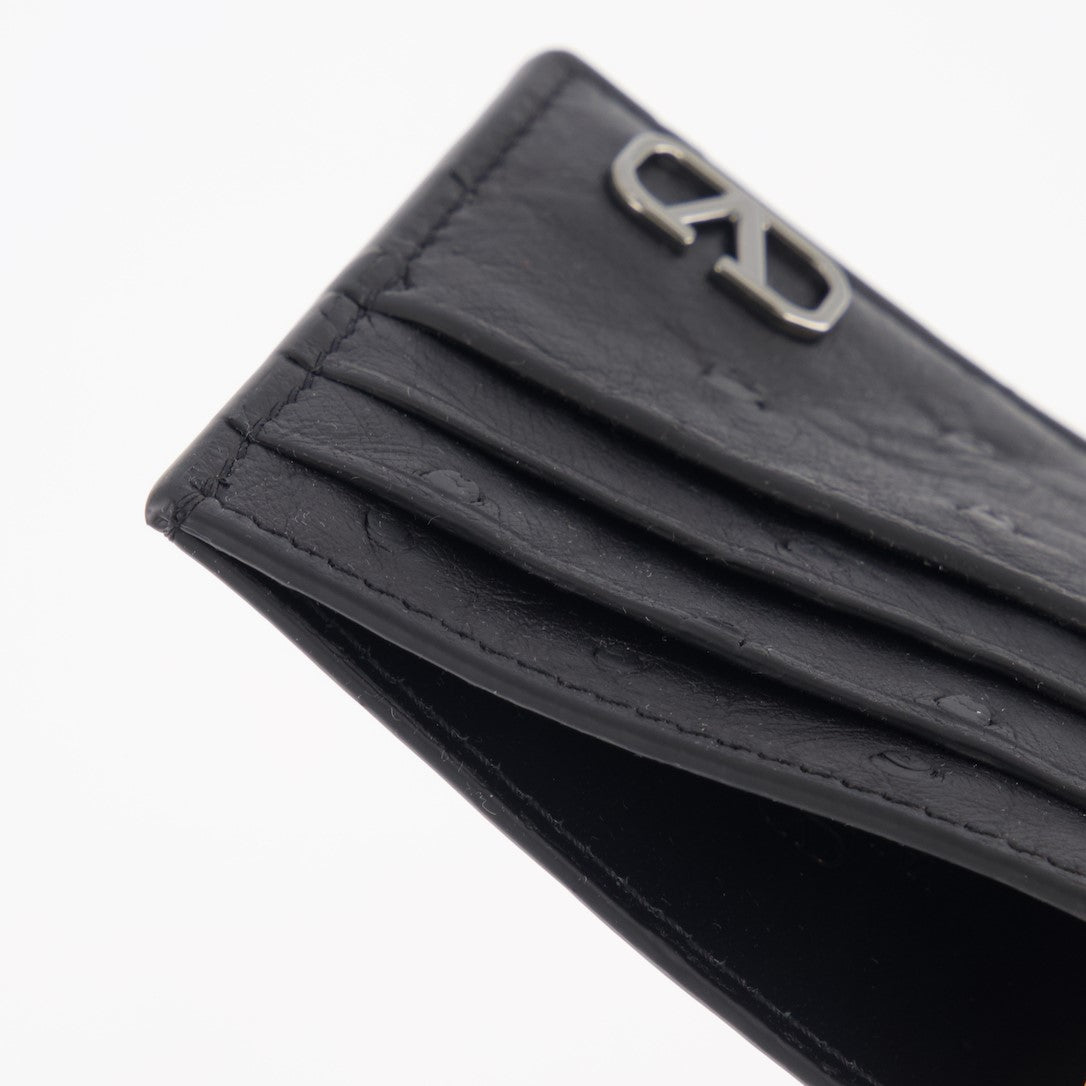 Small leather goods Ostrich leather card holder Valentino Garavani Black Man