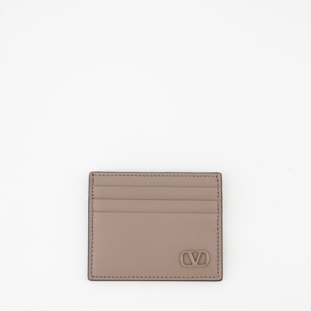 Pequeños artículos de cuero Porte-cartes VLogo Valentino Garavani Beige Homme