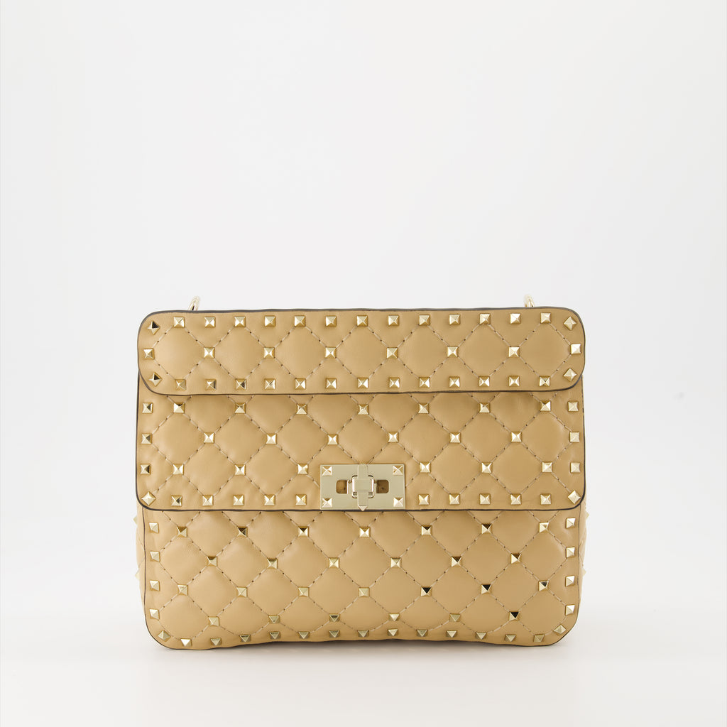 Handtaschen und schultertaschen Sac Spike en cuir Valentino Garavani Beige Femme