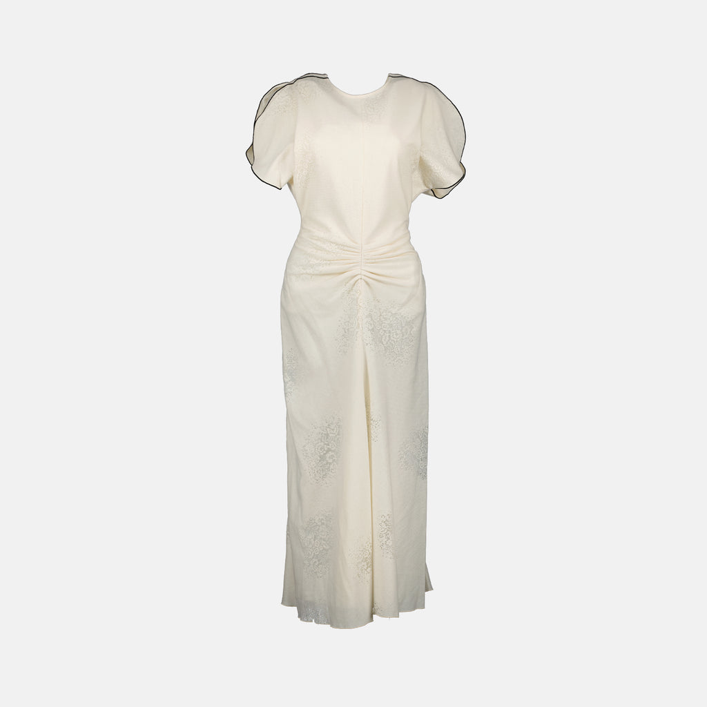 드레스 Robe mi-longue froncée Victoria Beckham 베이지 Femme