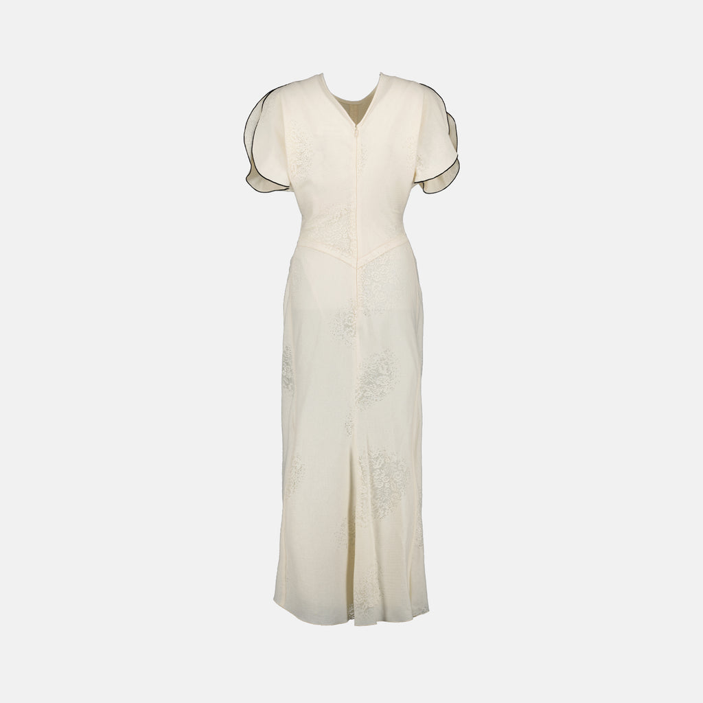 드레스 Robe mi-longue froncée Victoria Beckham 베이지 Femme