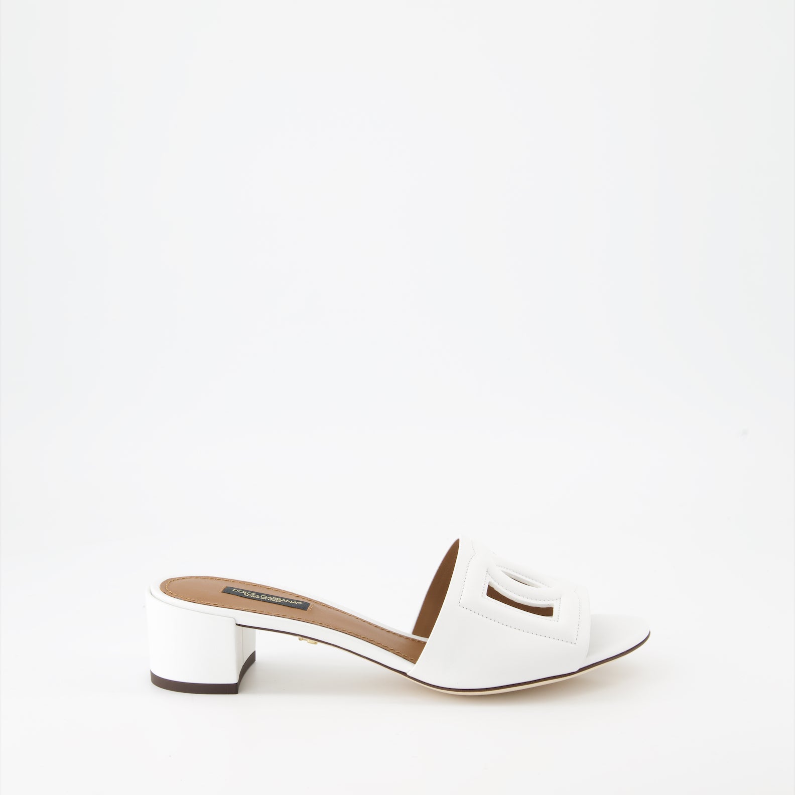 Chaussures ouvertes Mules DG en cuir lisse Dolce & Gabbana Blanc Femme