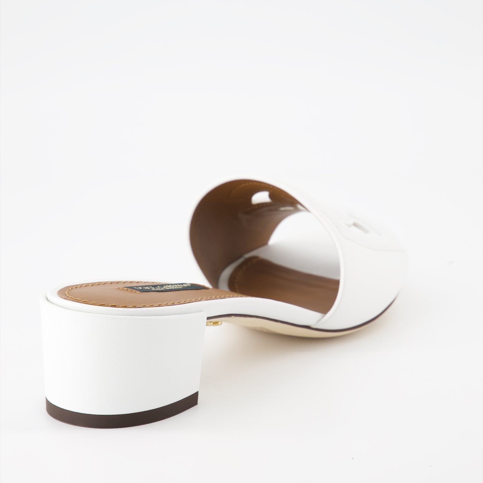Chaussures ouvertes Mules DG en cuir lisse Dolce & Gabbana Blanc Femme