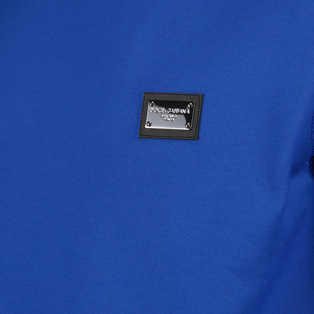 Felpe Sweatshirt à logo plaque Dolce & Gabbana Blu Homme