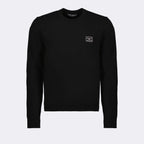 Maille Pull à logo plaque Dolce & Gabbana Noir Homme