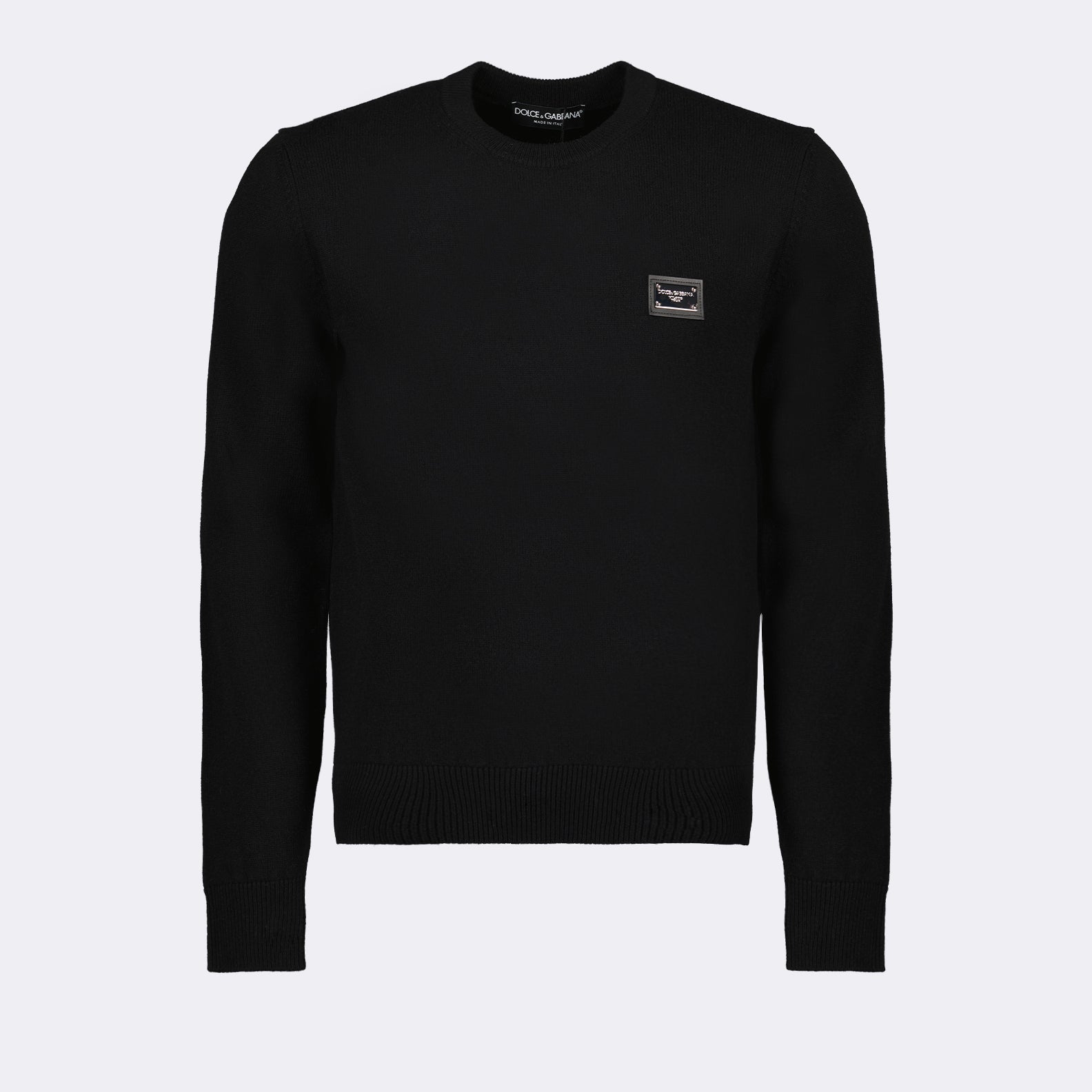 Maille Pull à logo plaque Dolce & Gabbana Noir Homme