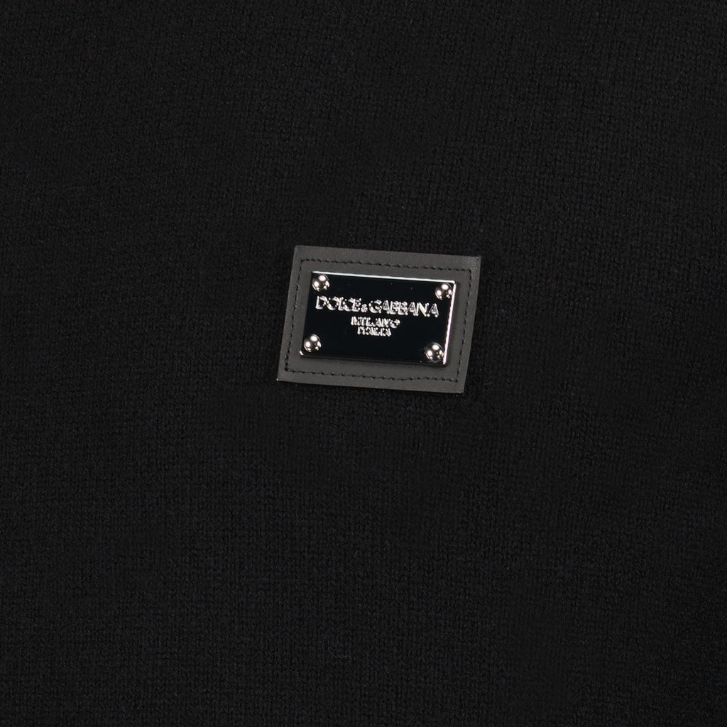 Maille Pull à logo plaque Dolce & Gabbana Noir Homme