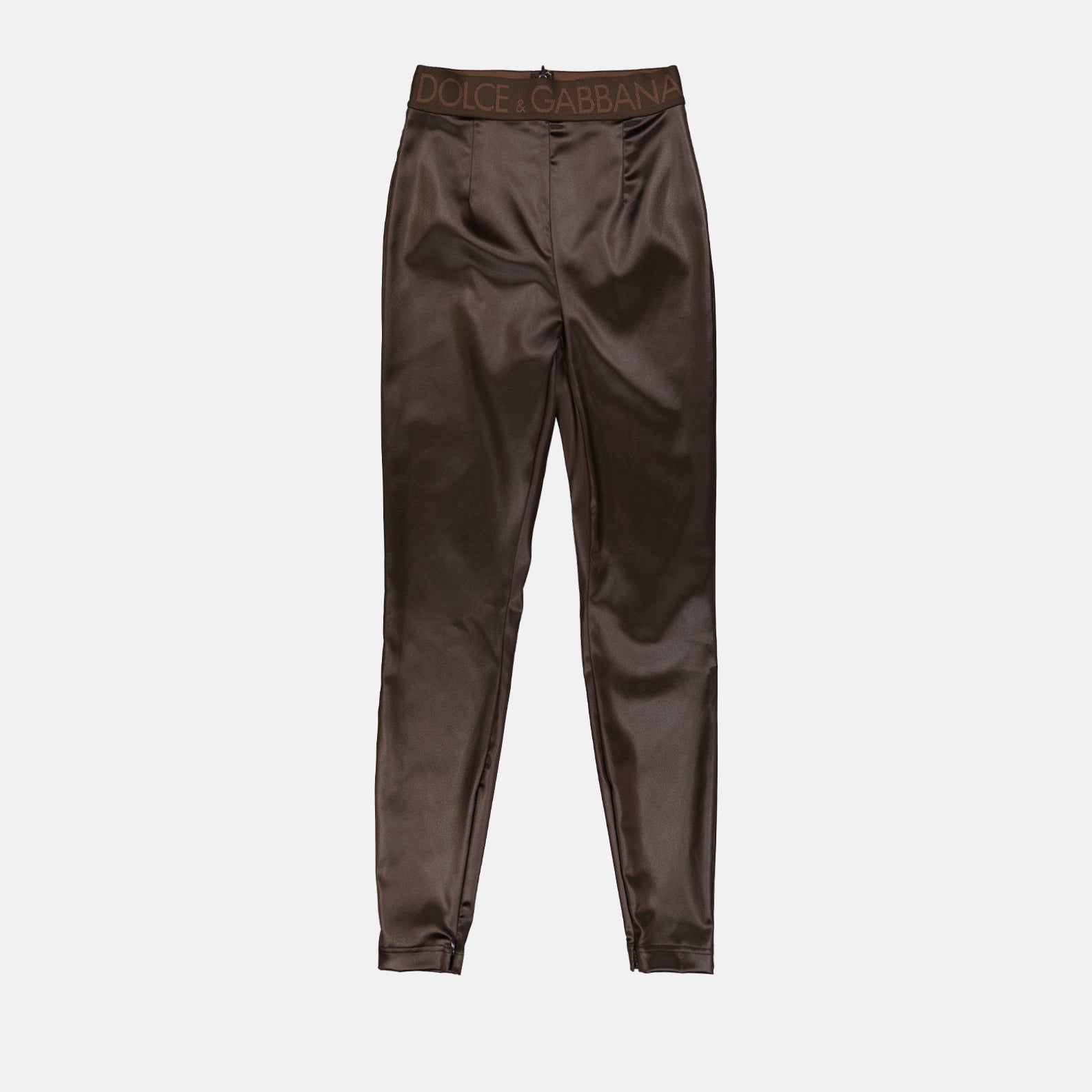 Pantalons Legging en satin Dolce & Gabbana Marron Femme