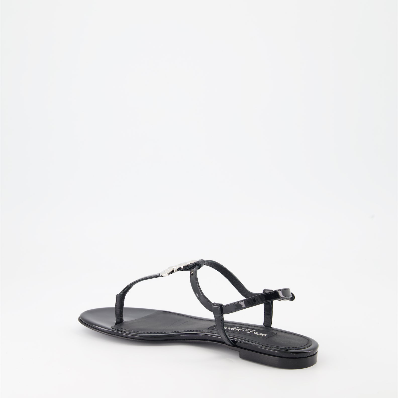 Chaussures ouvertes Sandales DG en cuir Dolce & Gabbana Noir Femme