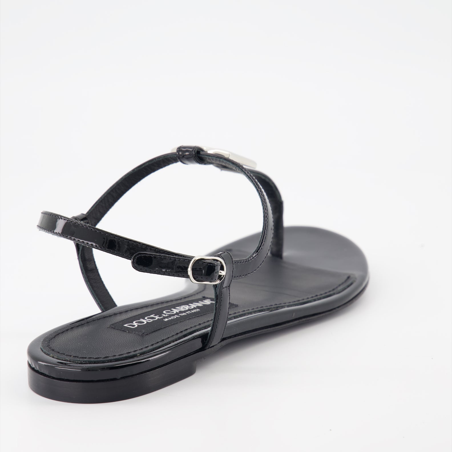 Chaussures ouvertes Sandales DG en cuir Dolce & Gabbana Noir Femme