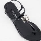 Chaussures ouvertes Sandales DG en cuir Dolce & Gabbana Noir Femme