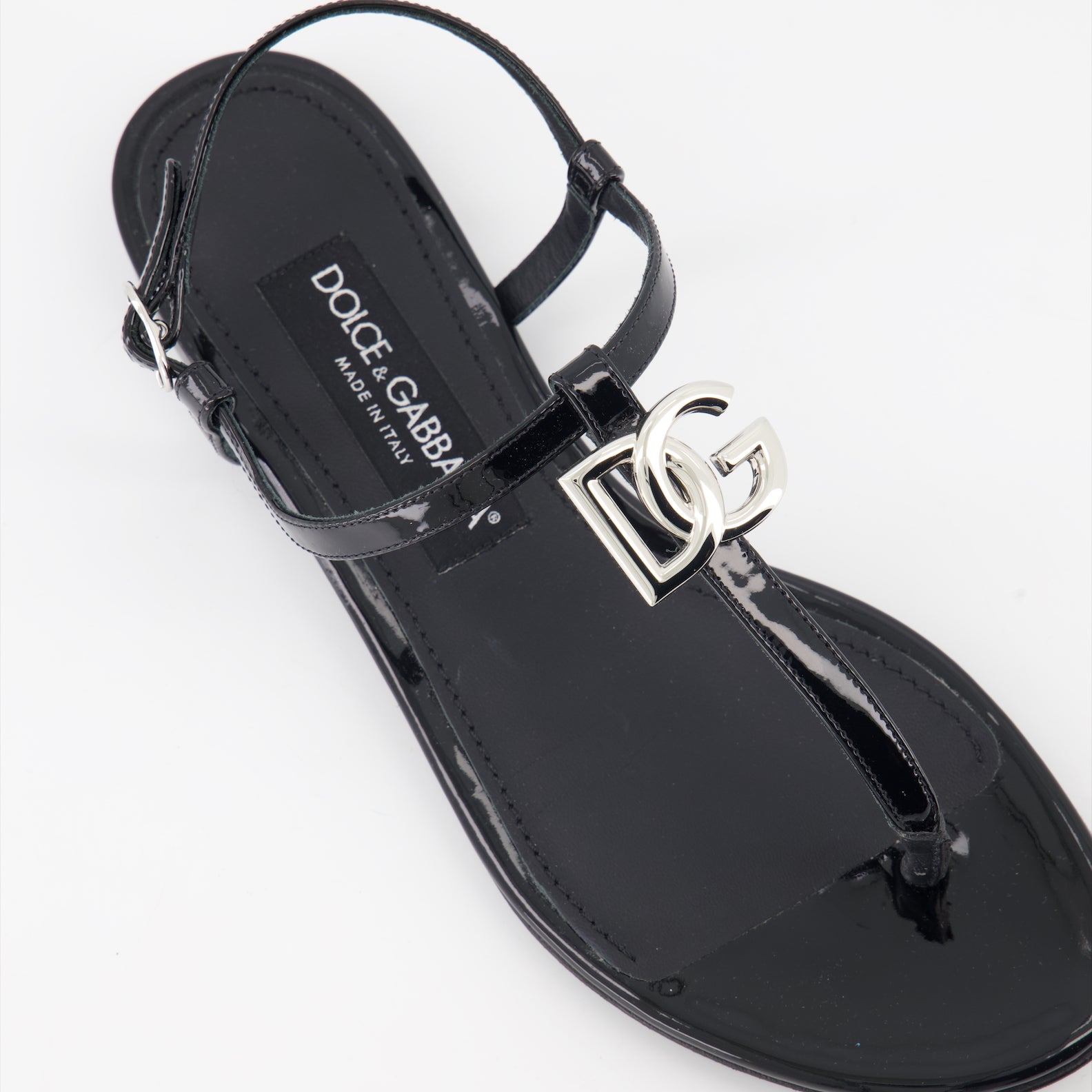 Chaussures ouvertes Sandales DG en cuir Dolce & Gabbana Noir Femme