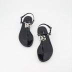 Chaussures ouvertes Sandales DG en cuir Dolce & Gabbana Noir Femme