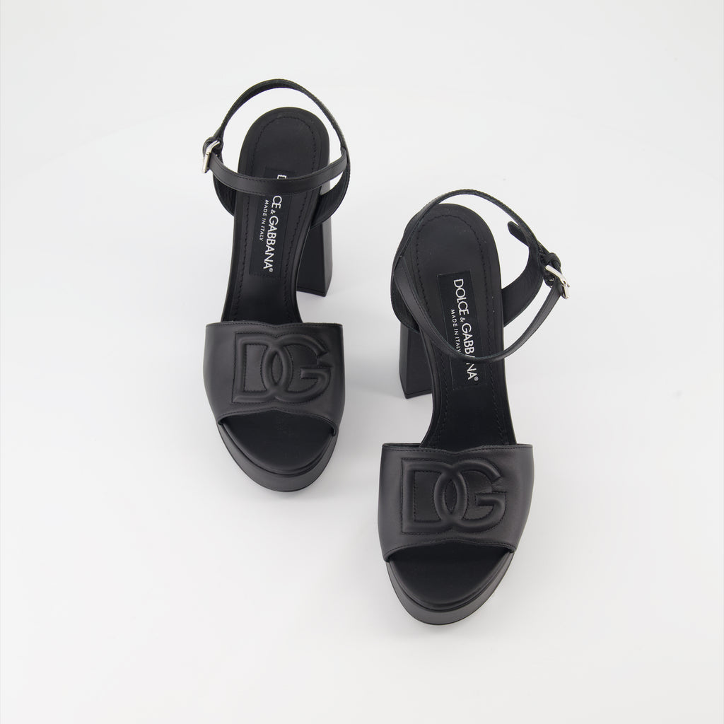 Chaussures ouvertes Sandales DG à plateforme Dolce & Gabbana Noir Femme