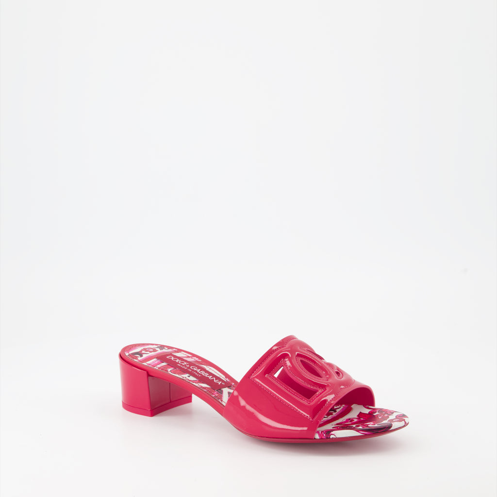 Open shoes DG patent leather mules Dolce & Gabbana Pink Women