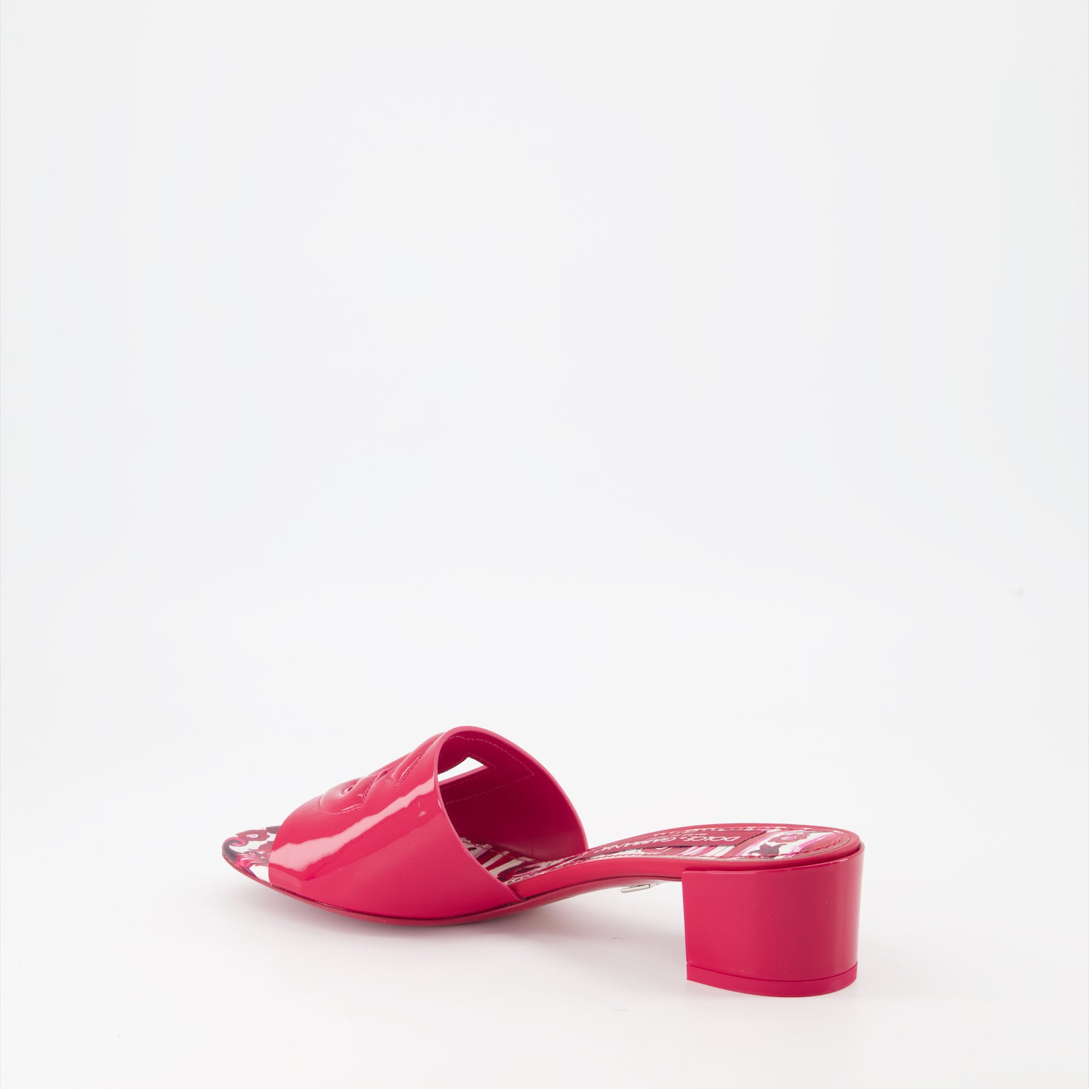 Chaussures ouvertes Mules DG en cuir verni Dolce & Gabbana Rose Femme
