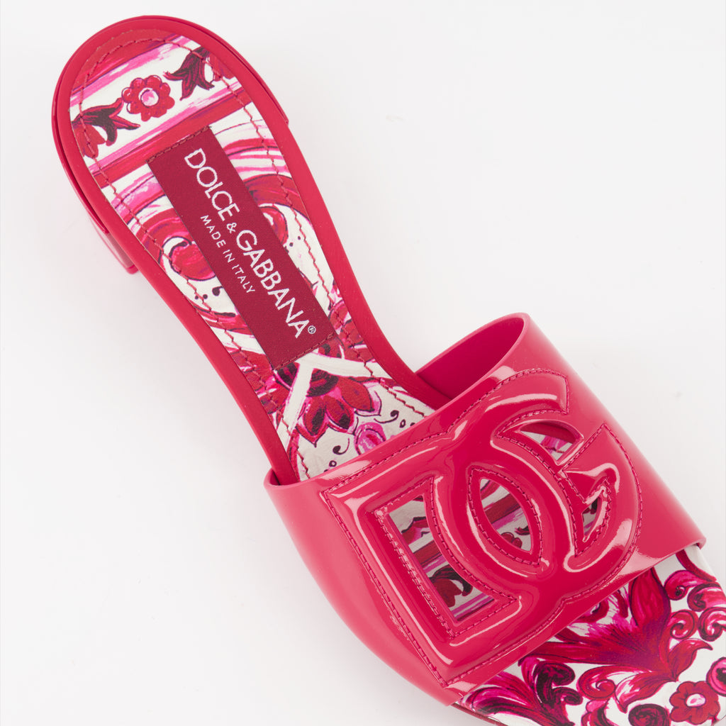 Open shoes DG patent leather mules Dolce & Gabbana Pink Women