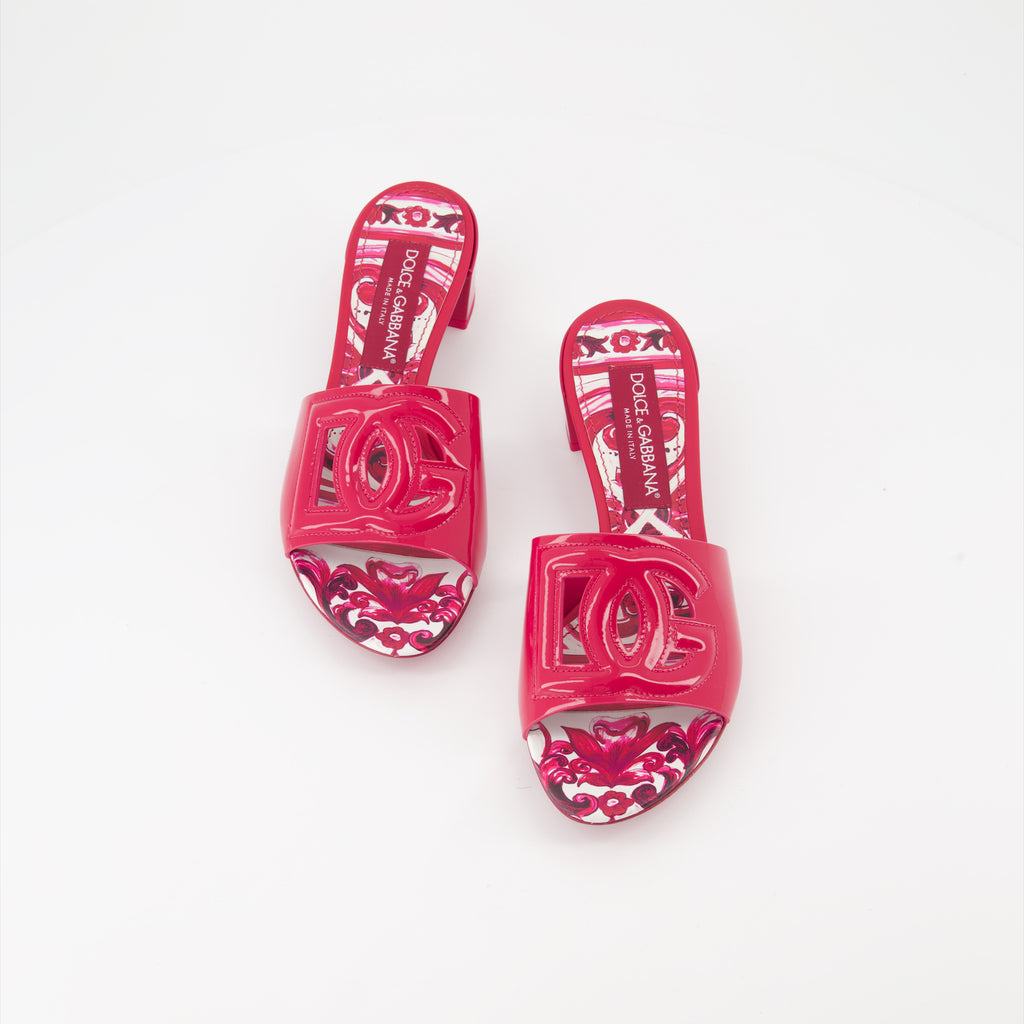 Open shoes DG patent leather mules Dolce & Gabbana Pink Women