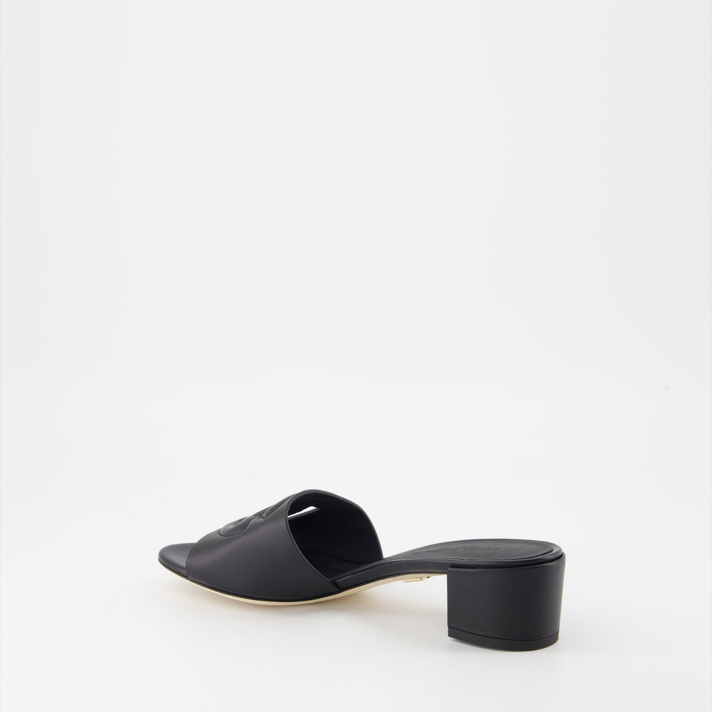 Chaussures ouvertes Mules DG en cuir lisse Dolce & Gabbana Noir Femme