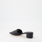 Chaussures ouvertes Mules DG en cuir lisse Dolce & Gabbana Noir Femme