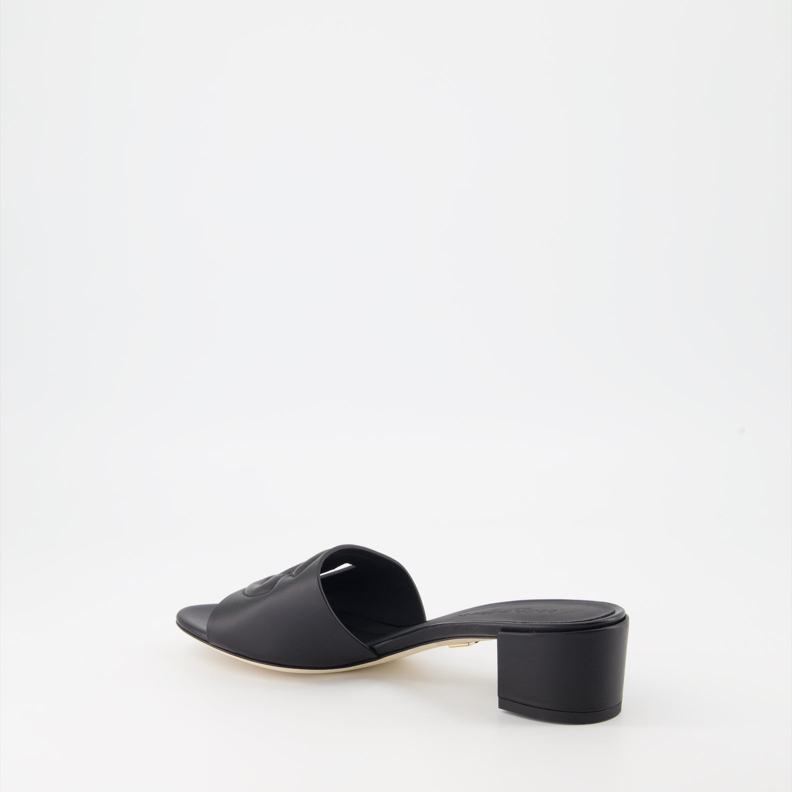Chaussures ouvertes Mules DG en cuir lisse Dolce & Gabbana Noir Femme
