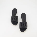 Chaussures ouvertes Mules DG en cuir lisse Dolce & Gabbana Noir Femme