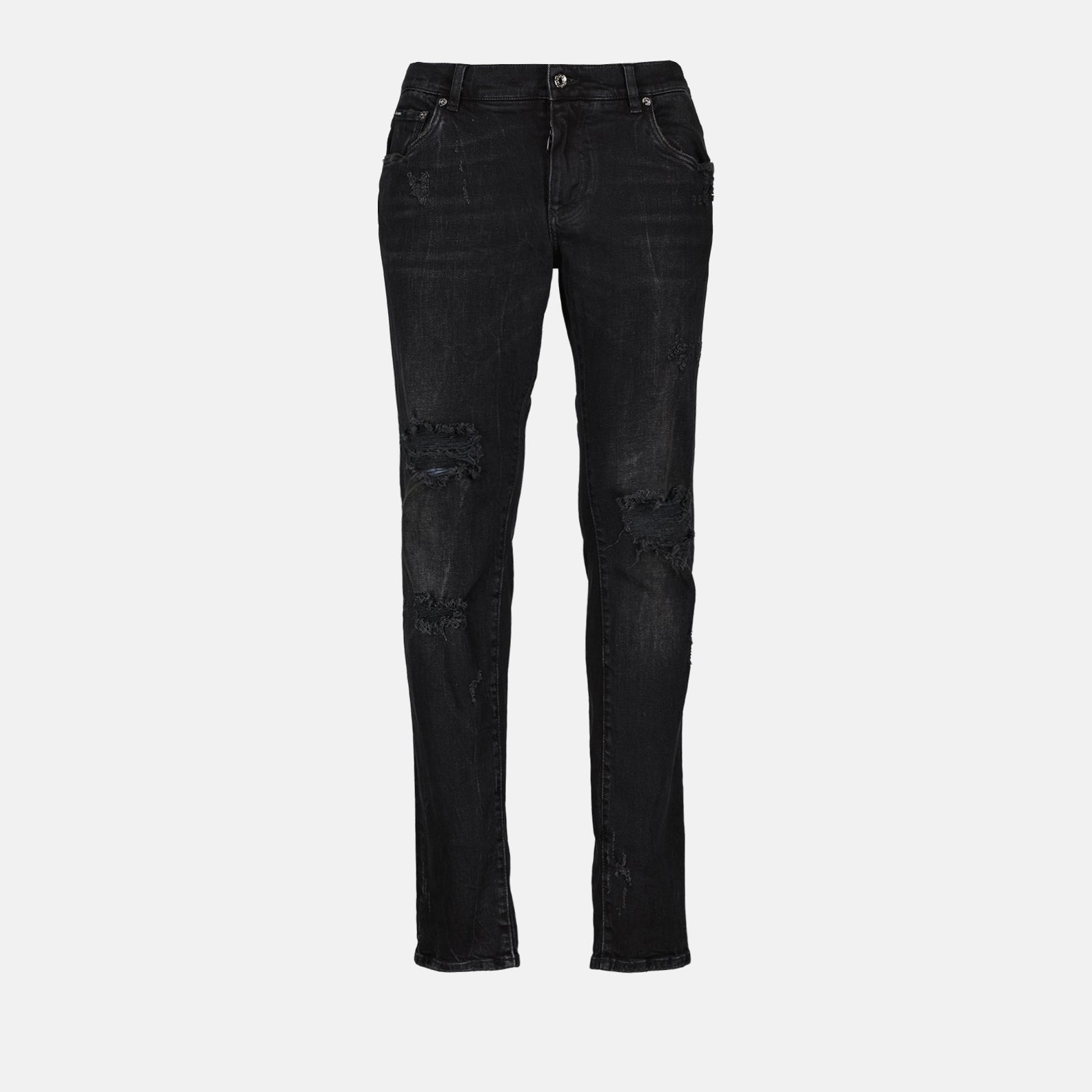 Pantalons Jean à effet usé Dolce & Gabbana Noir Homme