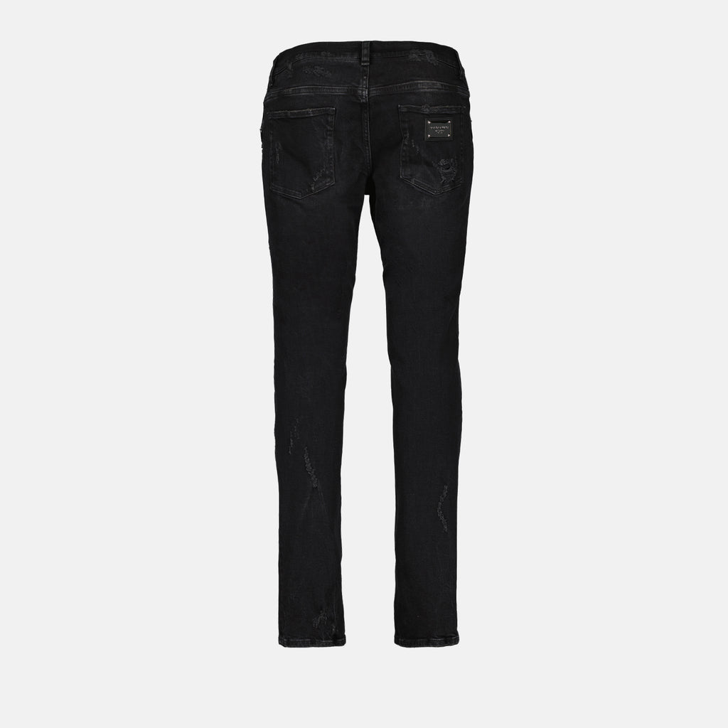 Pantalons Jean à effet usé Dolce & Gabbana Noir Homme