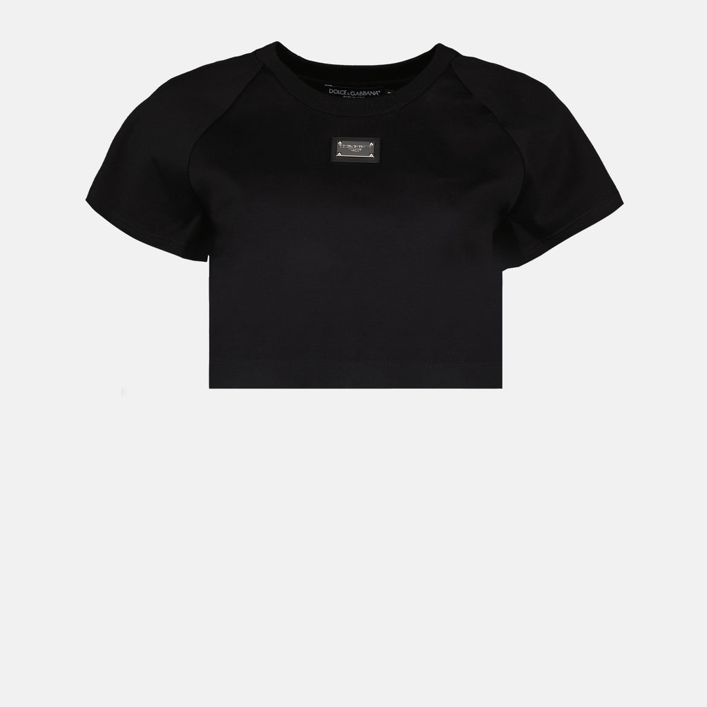 T-Shirts T-shirt à logo plaque Dolce & Gabbana Schwarz Femme