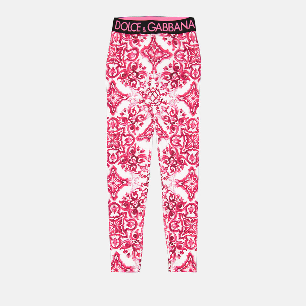 Pantalons Legging imprimé majoliques Dolce & Gabbana Rose Femme