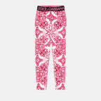 Pantalons Legging imprimé majoliques Dolce & Gabbana Rose Femme