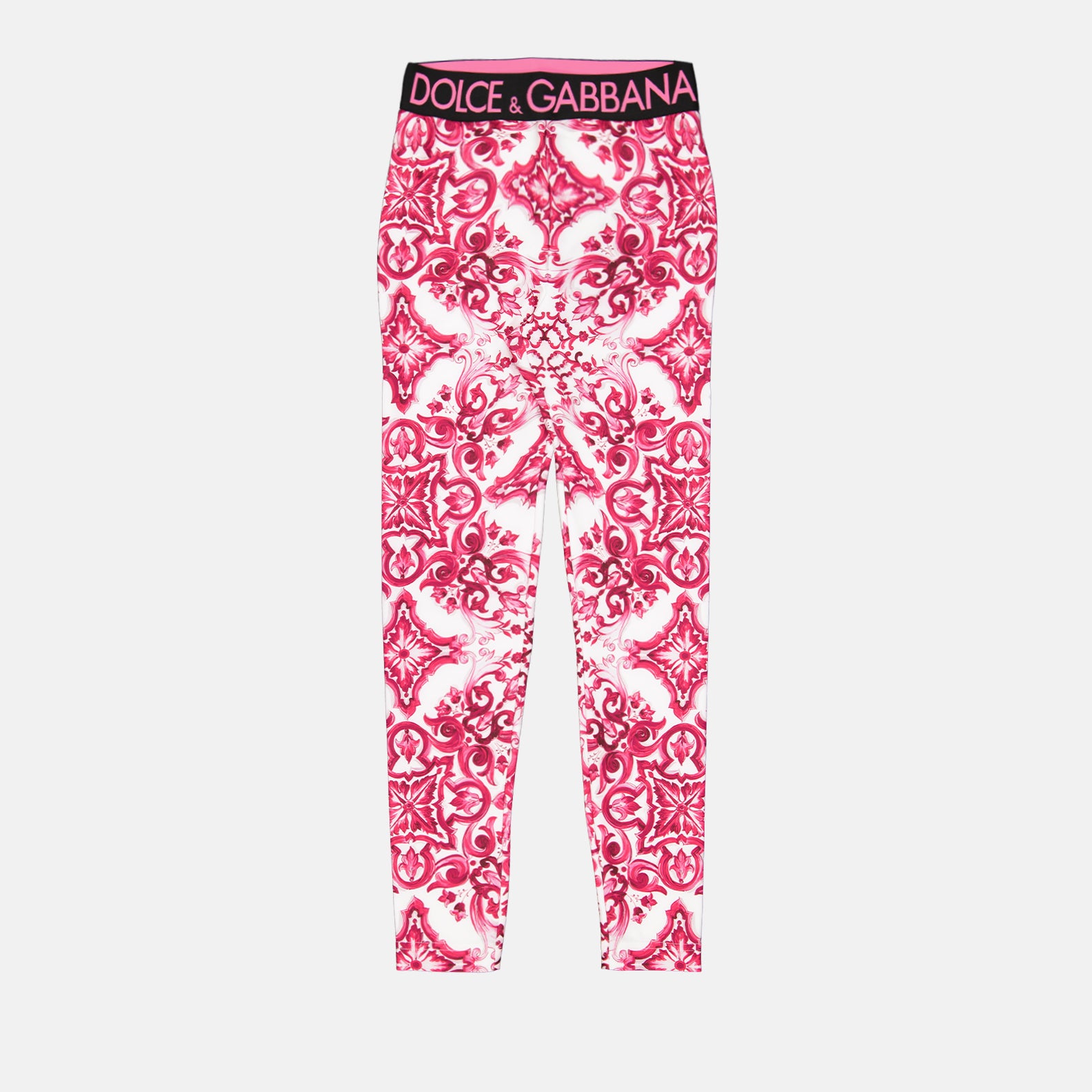 Pantalons Legging imprimé majoliques Dolce & Gabbana Rose Femme