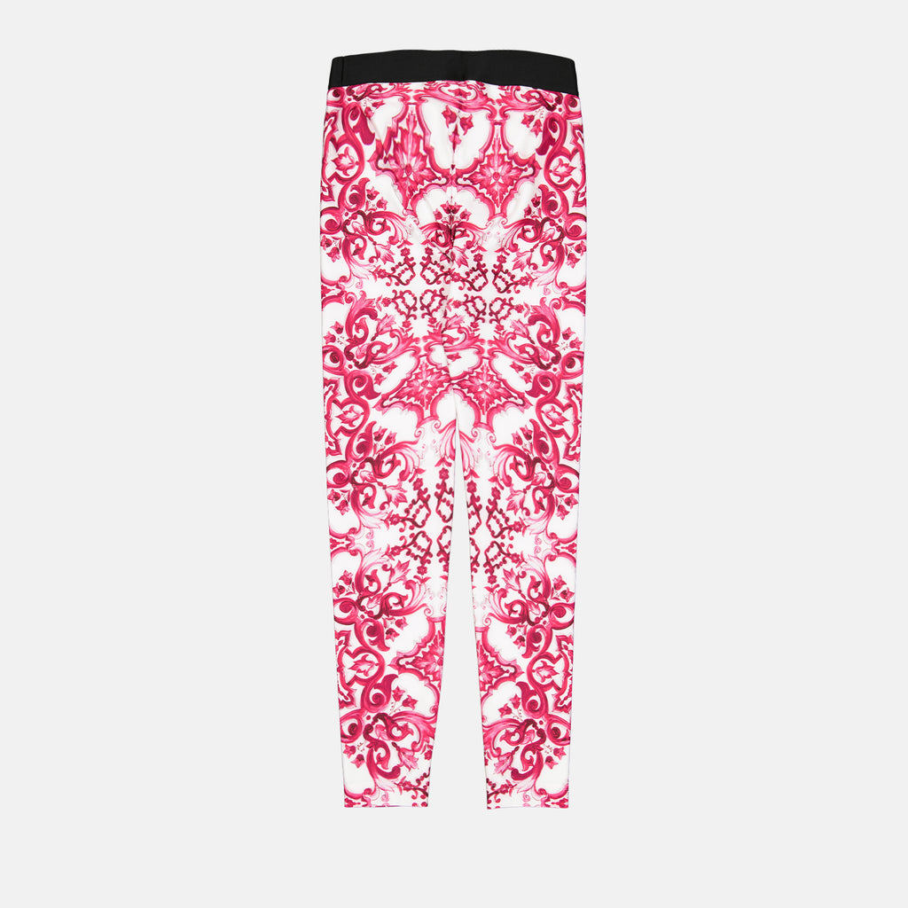 Pantalons Legging imprimé majoliques Dolce & Gabbana Rose Femme