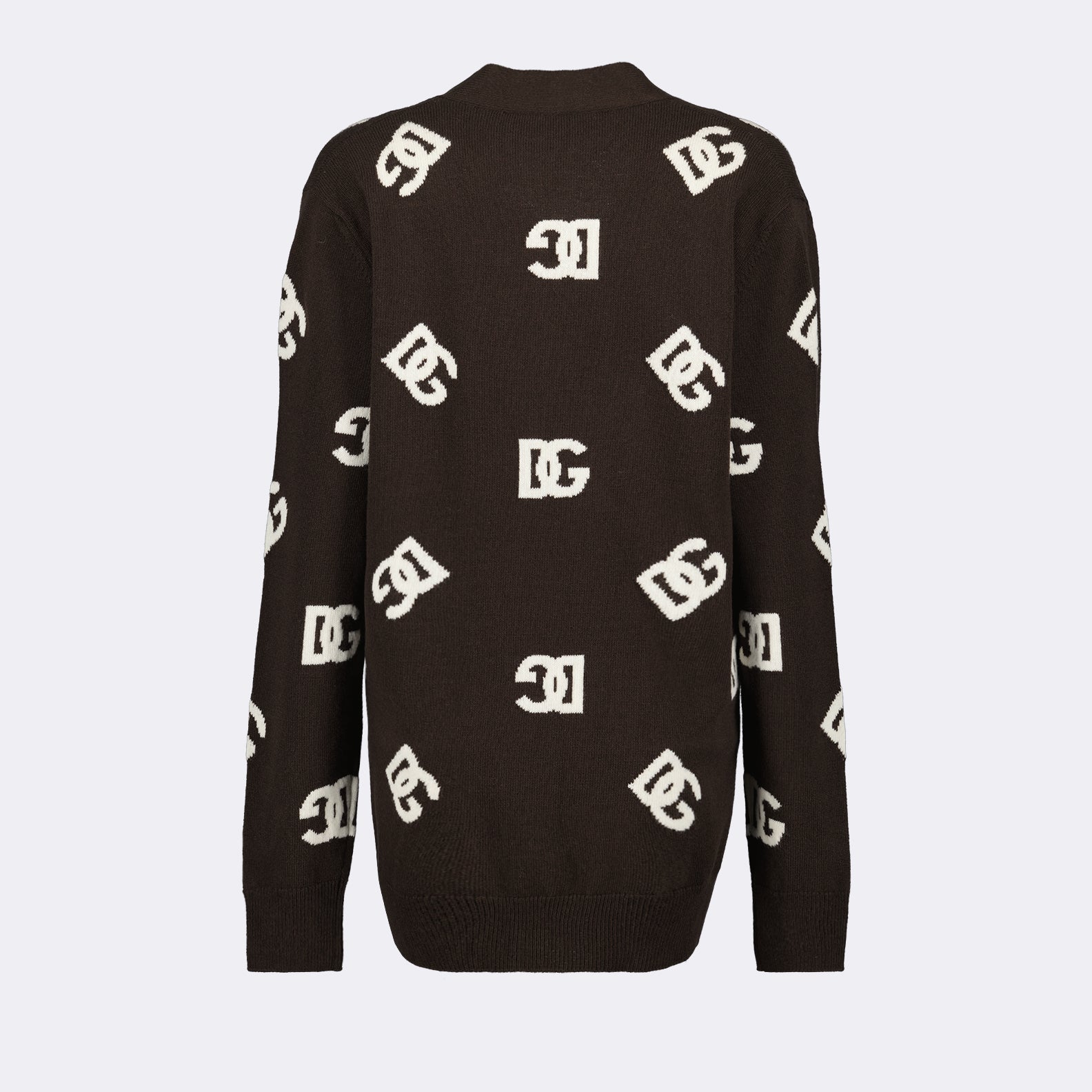 Maille Cardigan DG en laine Dolce & Gabbana Marron Femme