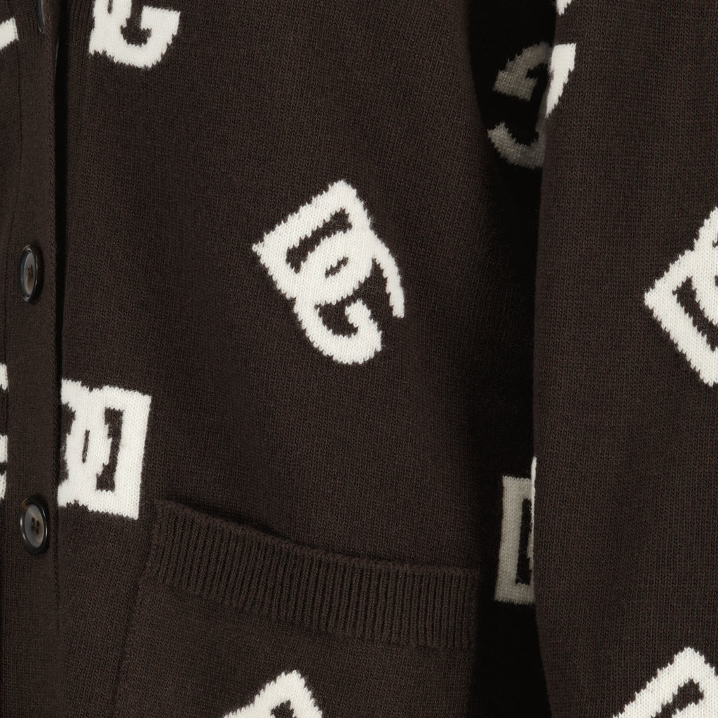 Maille Cardigan DG en laine Dolce & Gabbana Marron Femme