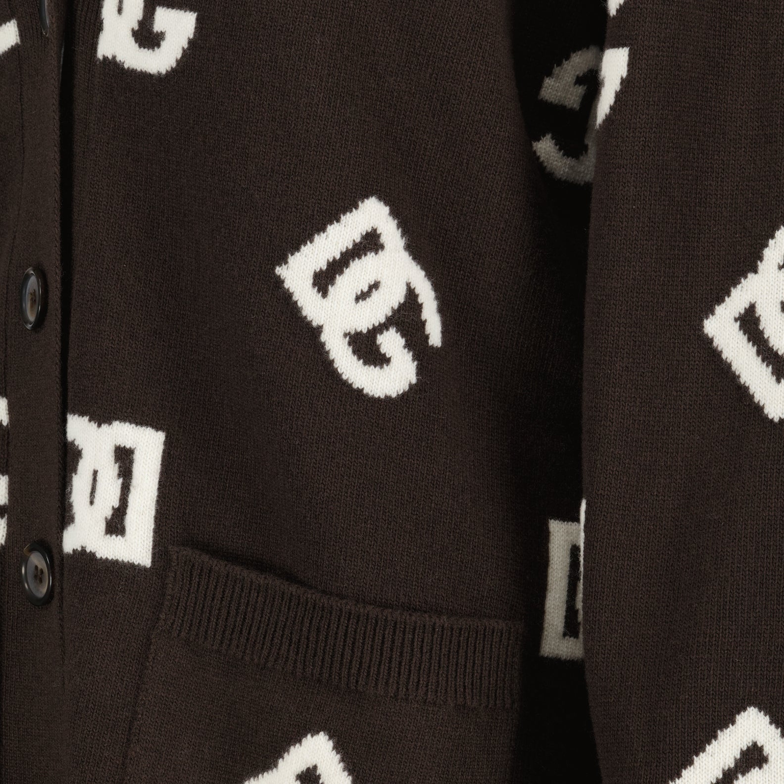 Maille Cardigan DG en laine Dolce & Gabbana Marron Femme