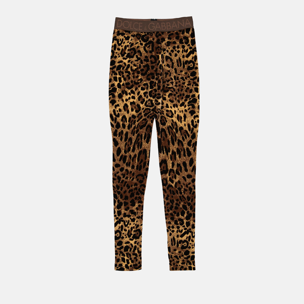 Pantalons Legging imprimé léopard Dolce & Gabbana Marron Femme