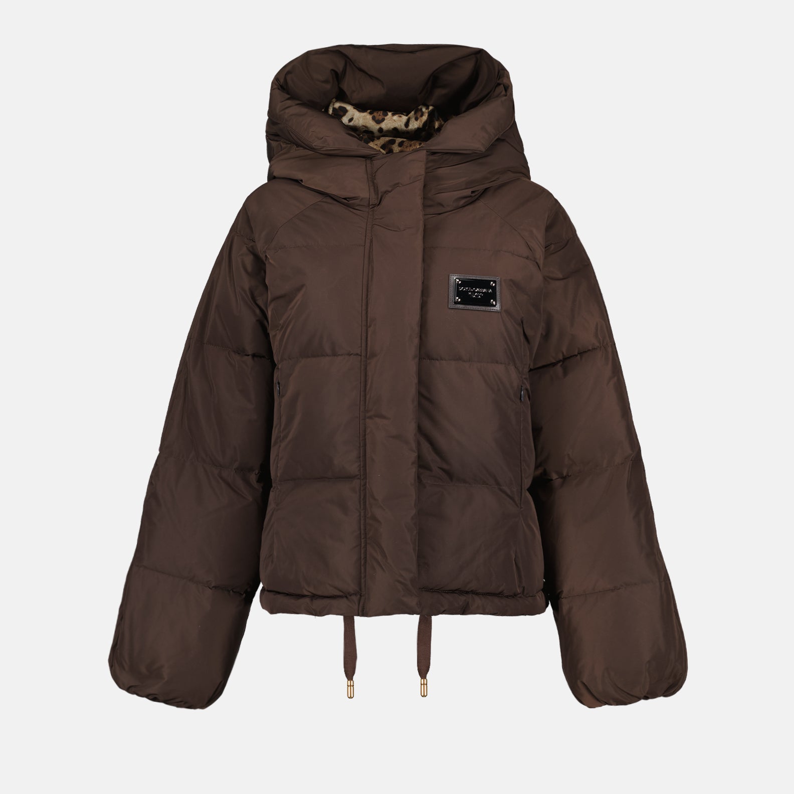 コート ロゴプレート ダウンジャケット Dolce & Gabbana 茶色 女性